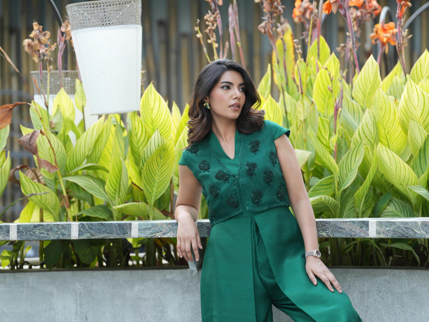 EMERALD PLEATED JUMPSUIT