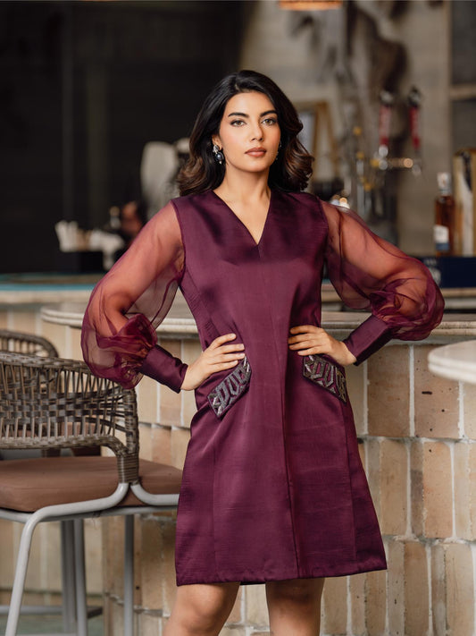 BURGUNDY WHISPER DRESS