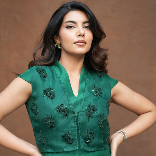 EMERALD PLEATED JUMPSUIT