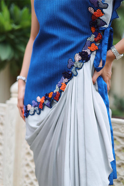 AZURE GREY DRAPED ENSEMBLE