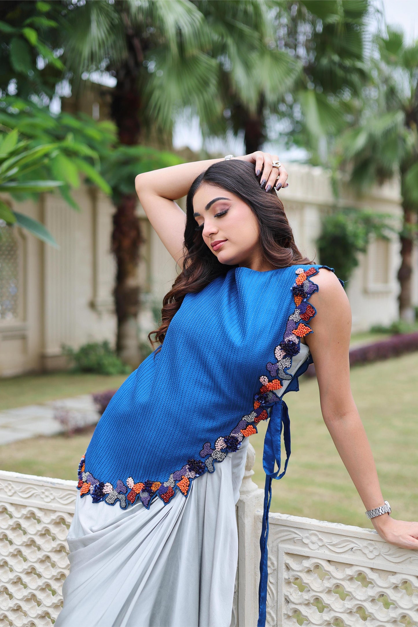 AZURE GREY DRAPED ENSEMBLE