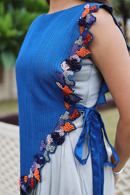 AZURE GREY DRAPED ENSEMBLE