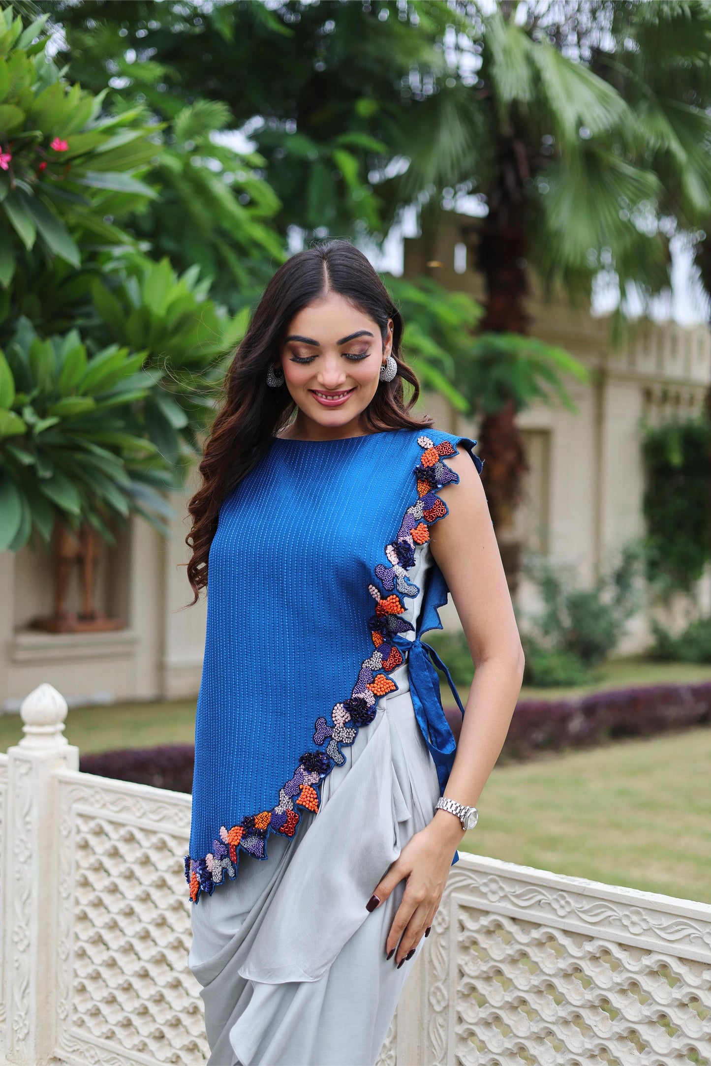 AZURE GREY DRAPED ENSEMBLE