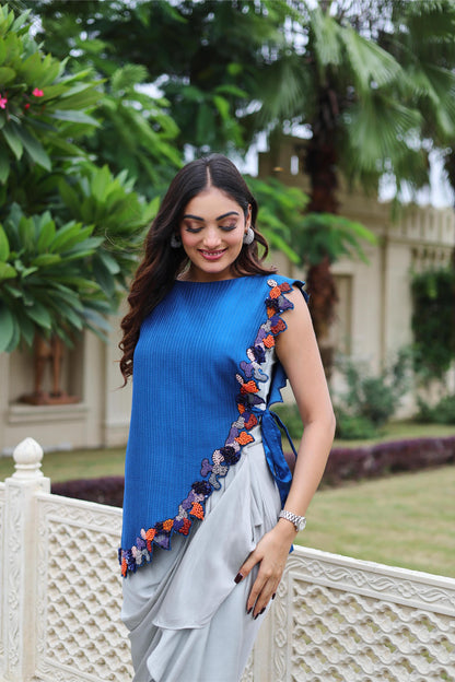 AZURE GREY DRAPED ENSEMBLE