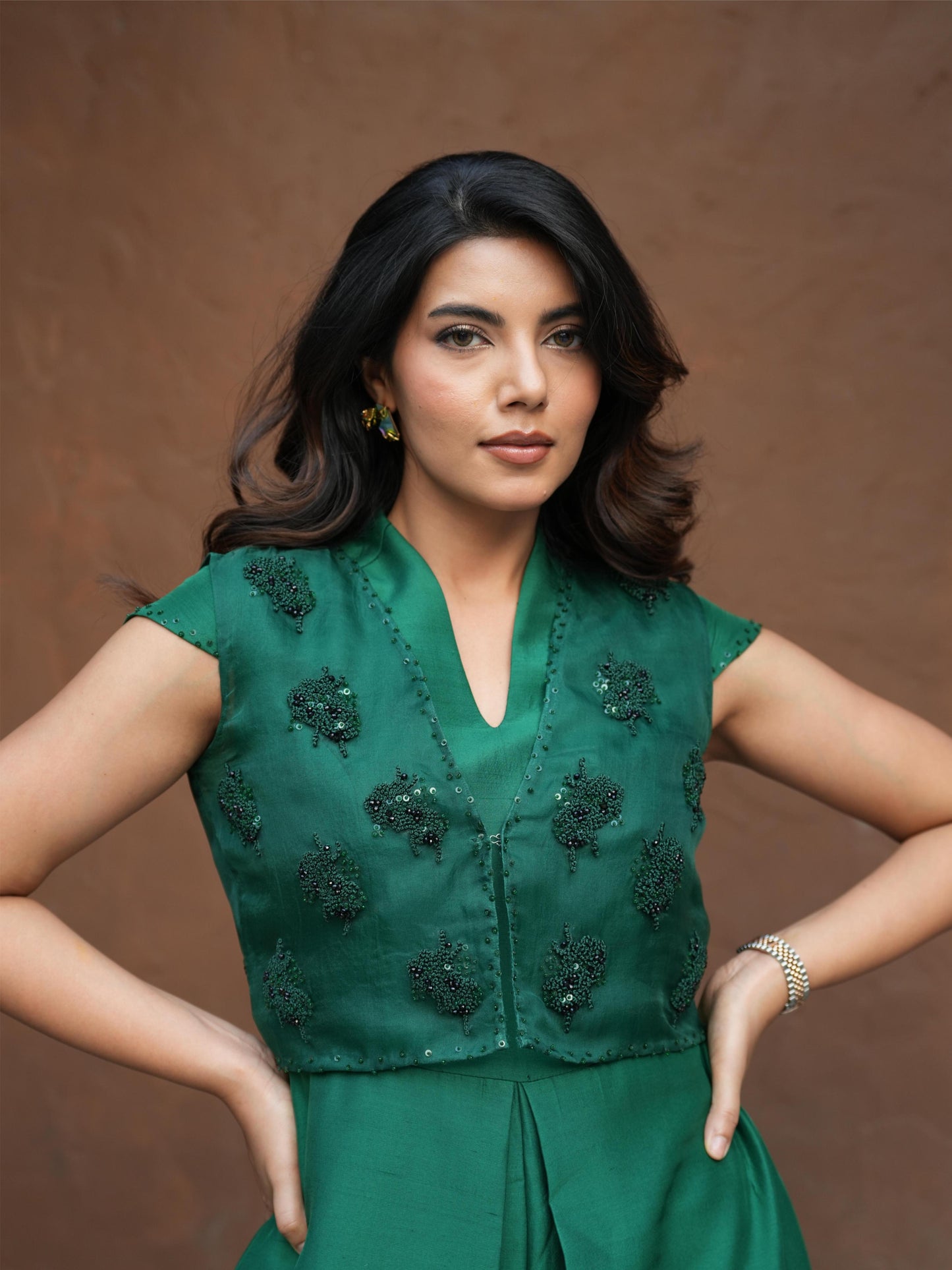 EMERALD PLEATED JUMPSUIT