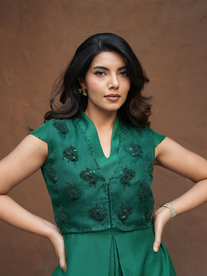 EMERALD PLEATED JUMPSUIT