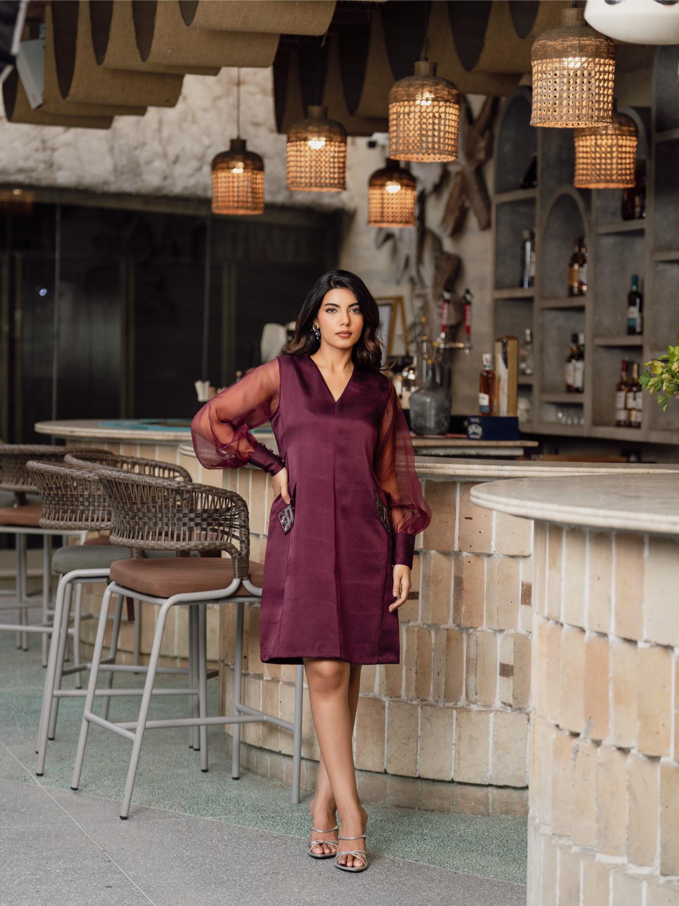 BURGUNDY WHISPER DRESS