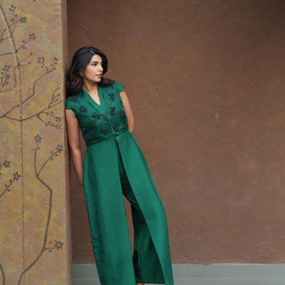 EMERALD PLEATED JUMPSUIT