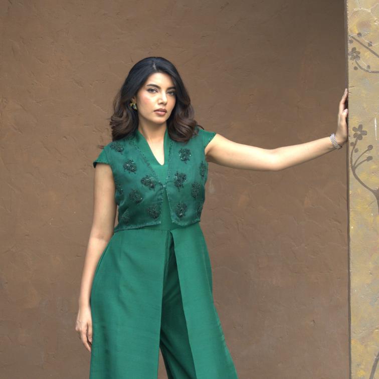 EMERALD PLEATED JUMPSUIT